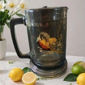 Vintage Princess House Pheasant Scene Stein Glass Beer Mug Great Graphics Unique